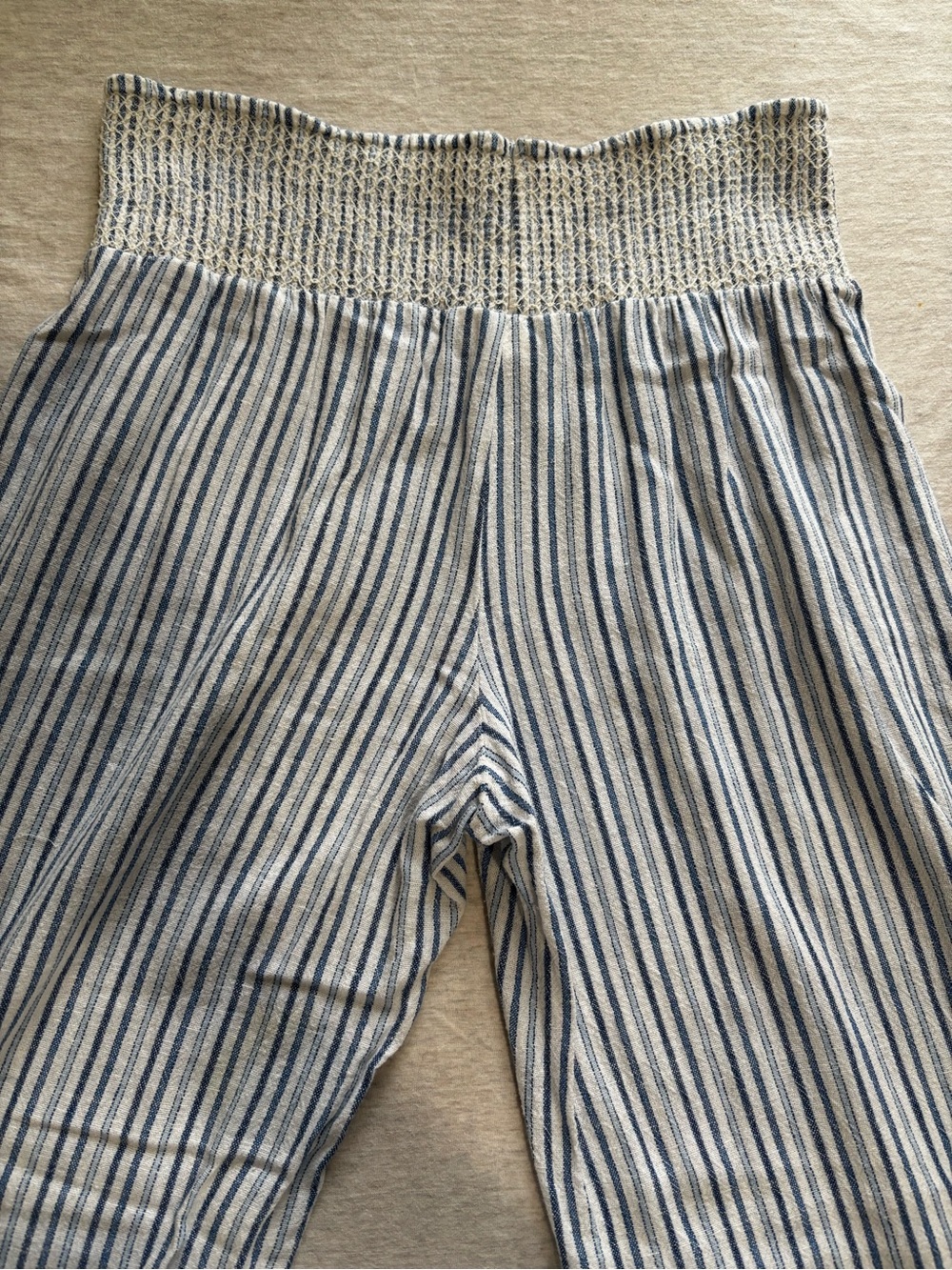 Indigo Rein Linen Blend Blue White Stripe Wide Leg Pants Size L - Picture 7 of 9
